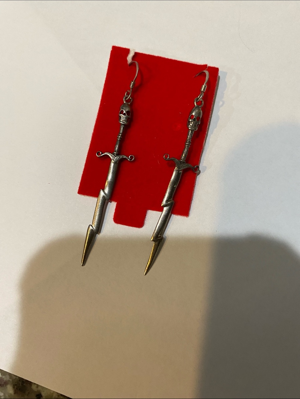 Silver Skull Dagger Drop Earrings Women Accessories